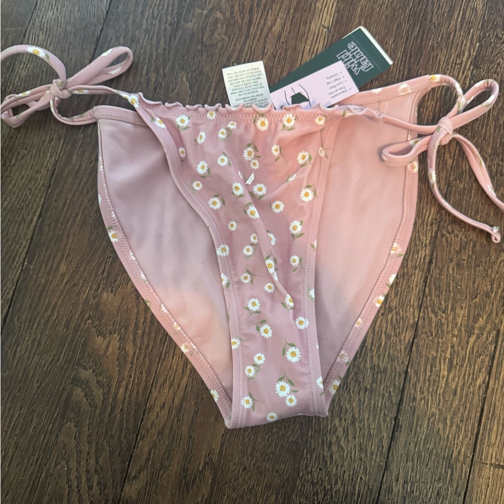 wild fable Pink Daisy Tie-Side Bikini Bottoms